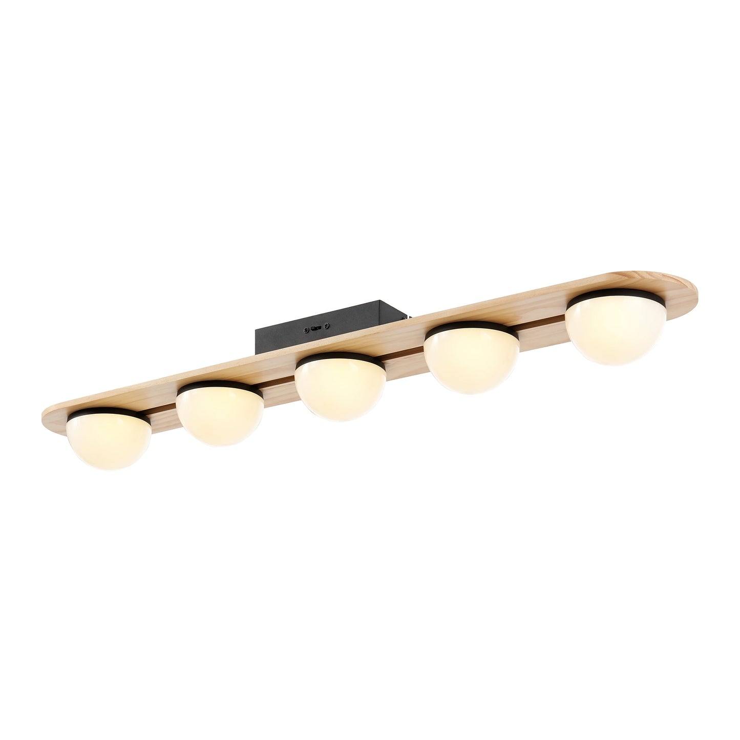 Flush Mount Chandelier Satin Black & Wood by Finesse Decor CH-M25-7B