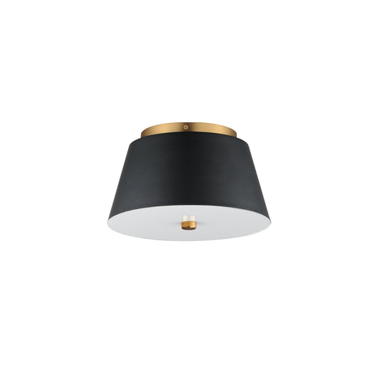 Miles 11" LED Flush Mount Black/Natural Aged Brass by Maxim Lighting