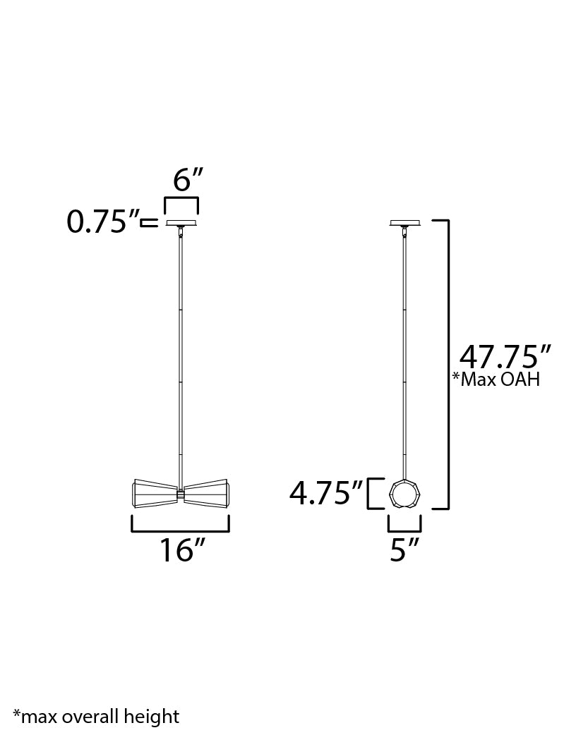 Rizzo 2-Light Pendant Black/Antique Brass by Maxim Lighting