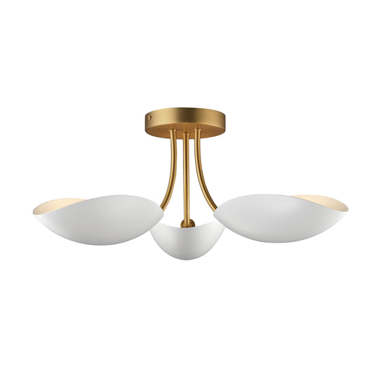 Maris 3-Light Semi Flush White/Natural Aged Brass by Maxim Lighting