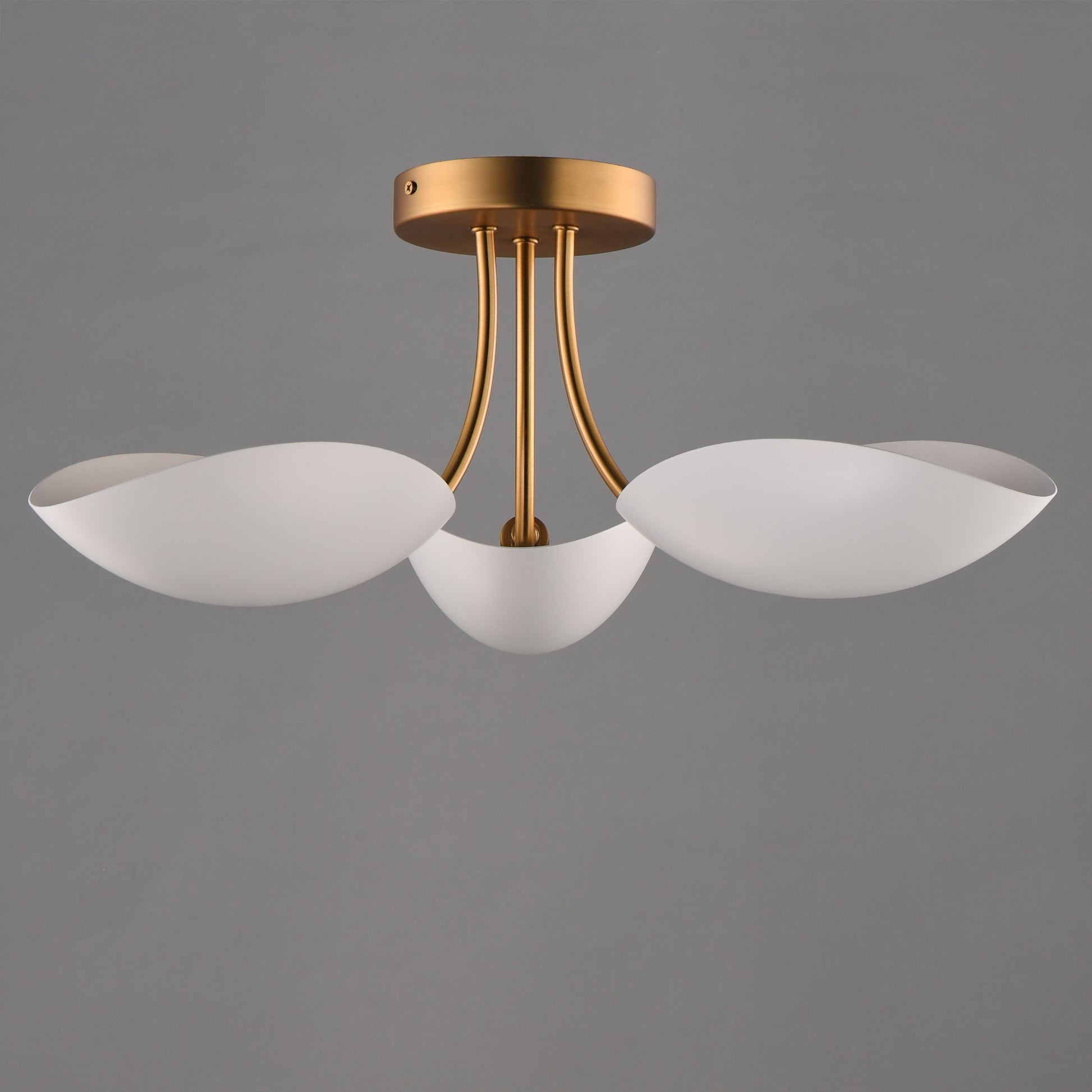 Maris 3-Light Semi Flush White/Natural Aged Brass by Maxim Lighting