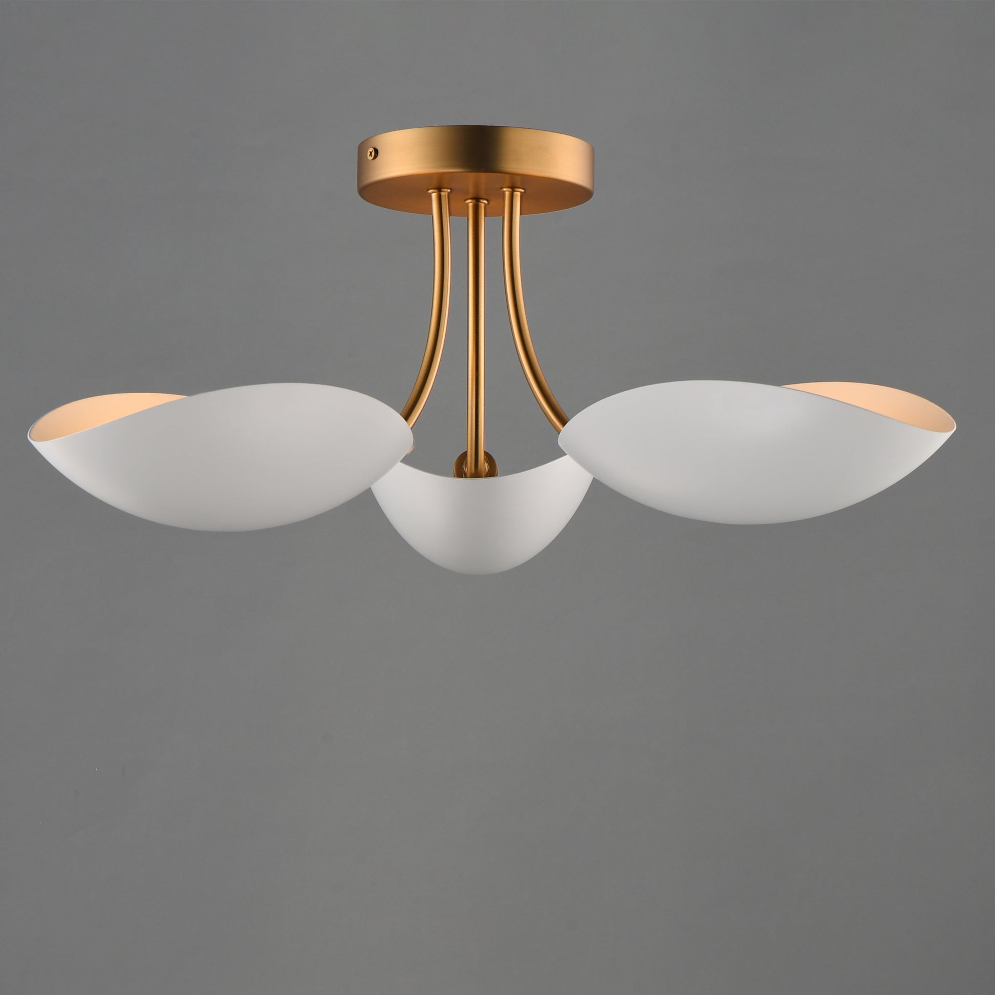 Maris 3-Light Semi Flush White/Natural Aged Brass by Maxim Lighting