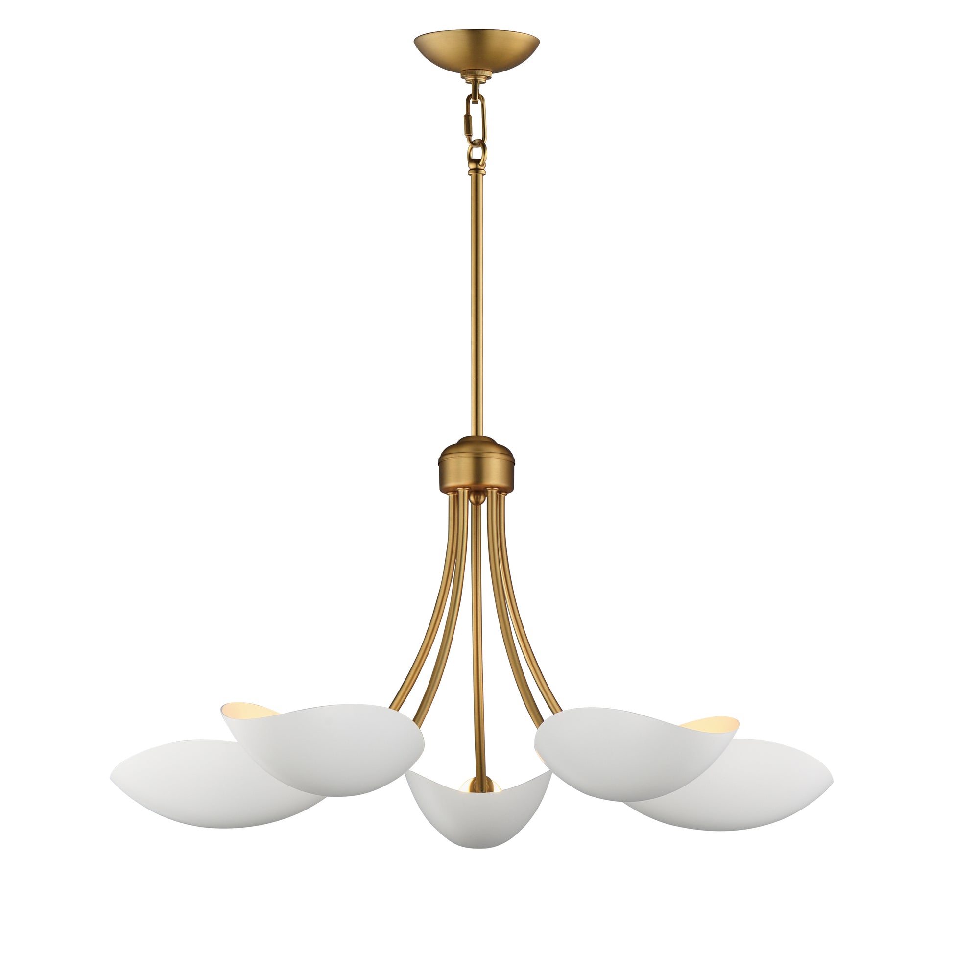 Maris 5-Light Chandelier White/Natural Aged Brass by Maxim Lighting
