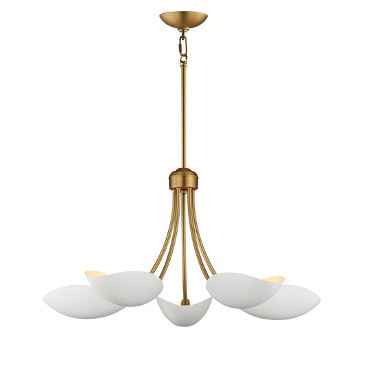 Maris 5-Light Chandelier White/Natural Aged Brass by Maxim Lighting