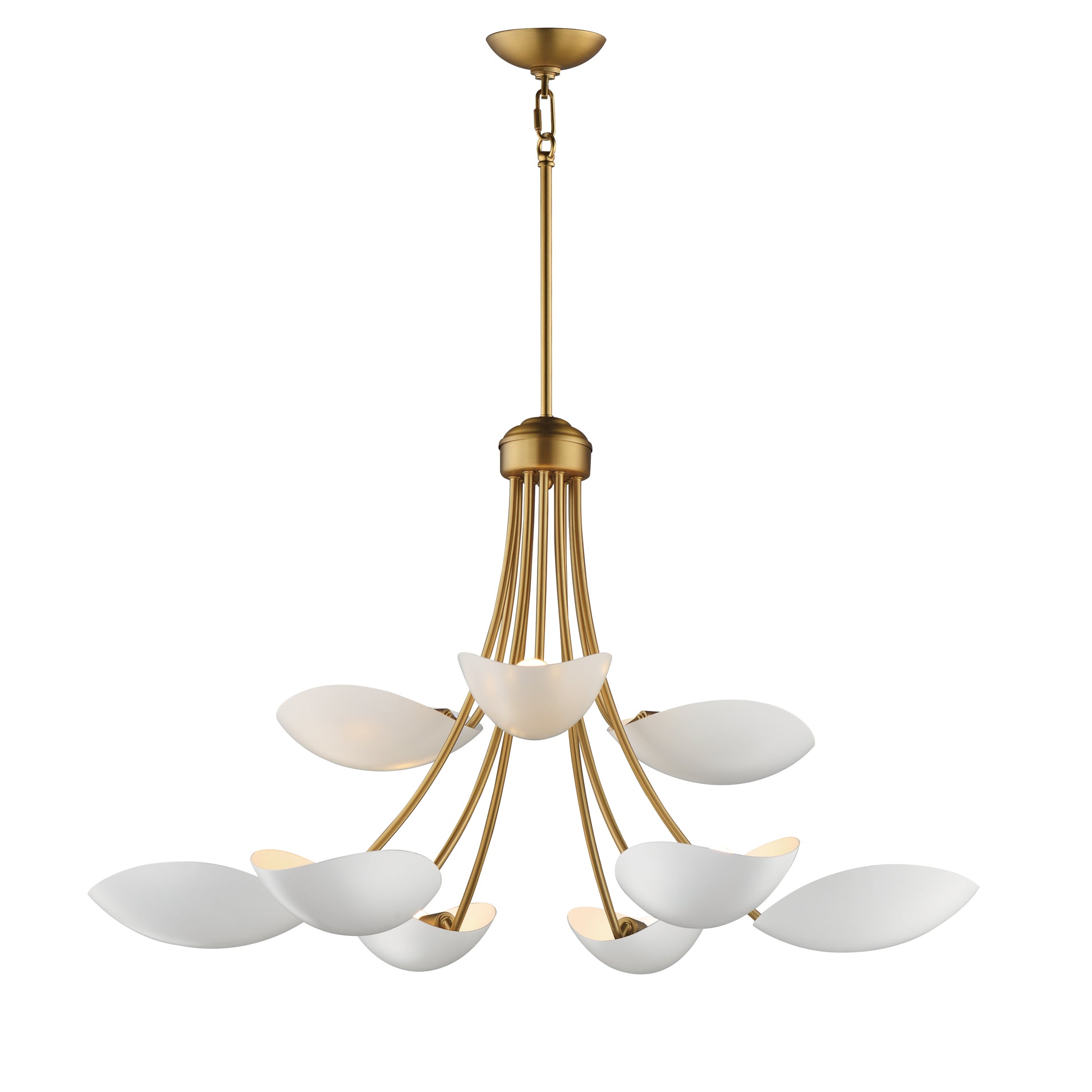 Maris 9-Light Chandelier White/Natural Aged Brass by Maxim Lighting