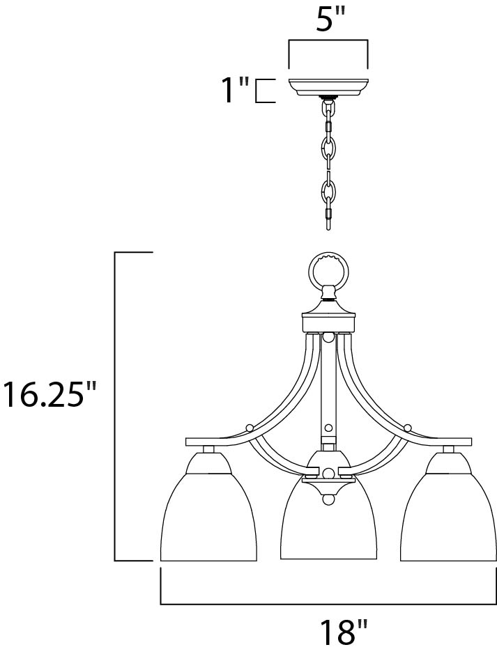 Axis 3-Light Chandelier Satin Nickel by Maxim Lighting