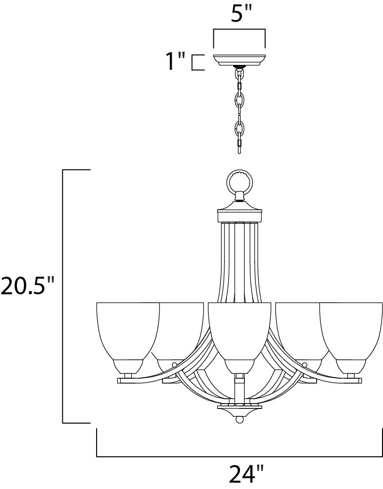 Axis 5-Light Chandelier Satin Nickel by Maxim Lighting