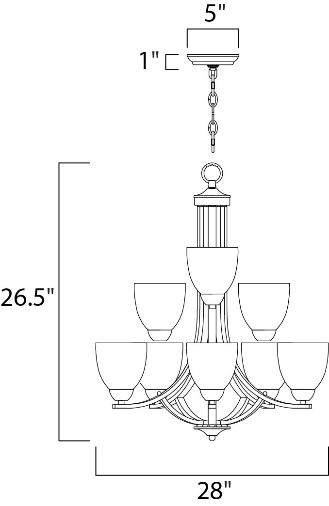 Axis 9-Light Chandelier Oil Rubbed Bronze by Maxim Lighting