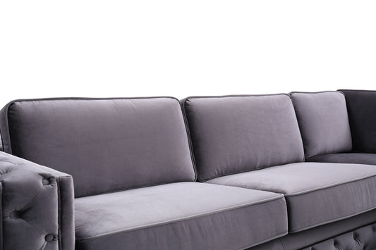 Divani Casa Jean Modern Grey Velvet Sectional Sofa