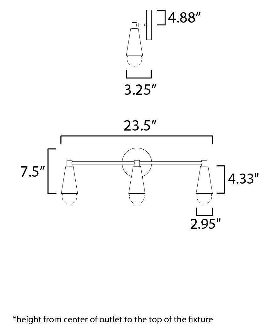 Lovell 3-Light Bath Vanity with LED Bulbs Black/Satin Brass by Maxim Lighting