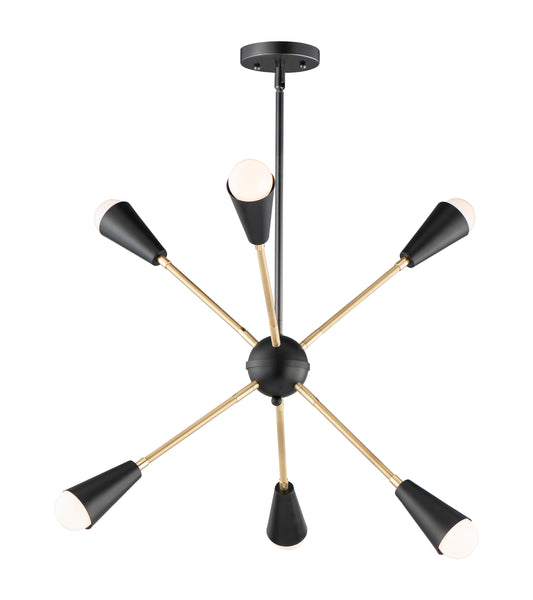 Lovell 6-Light Pendant with LED Bulbs Black/Satin Brass by Maxim Lighting