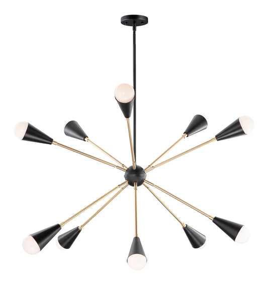 Lovell 10-Light Pendant Black/Satin Brass by Maxim Lighting