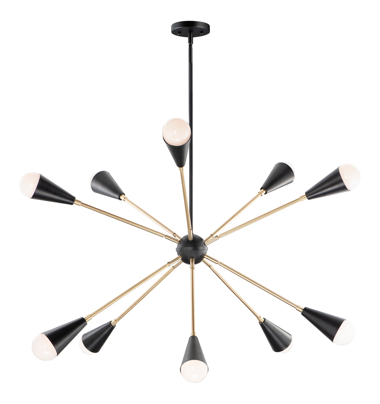 Lovell 10-Light Pendant with LED Bulbs Black/Satin Brass by Maxim Lighting