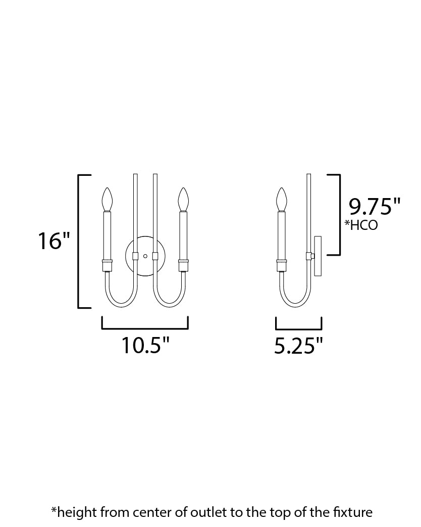 Tux 2-Light Wall Sconce Black by Maxim Lighting