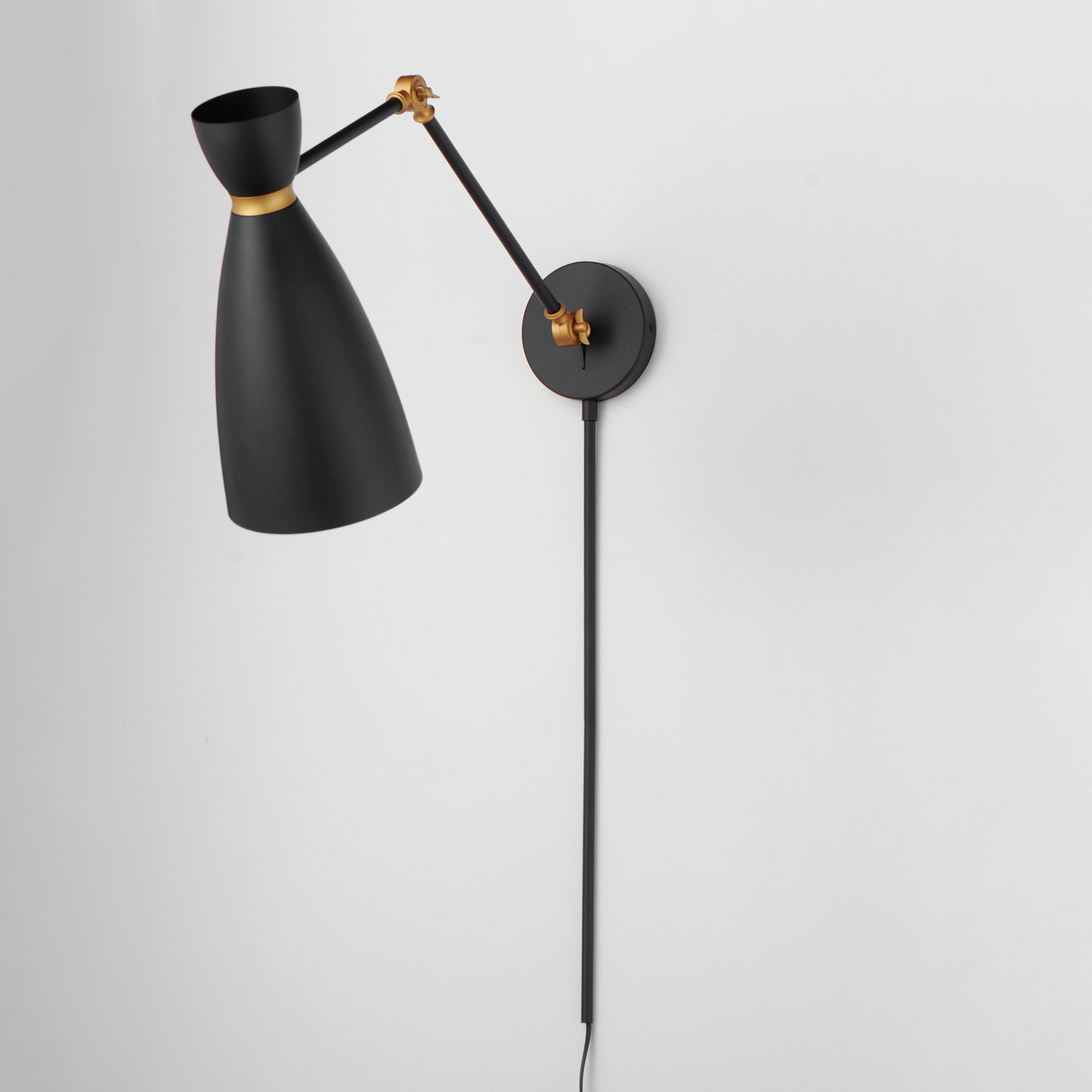 Carillon Articulating Wall Sconce Black/Satin Brass by Maxim Lighting