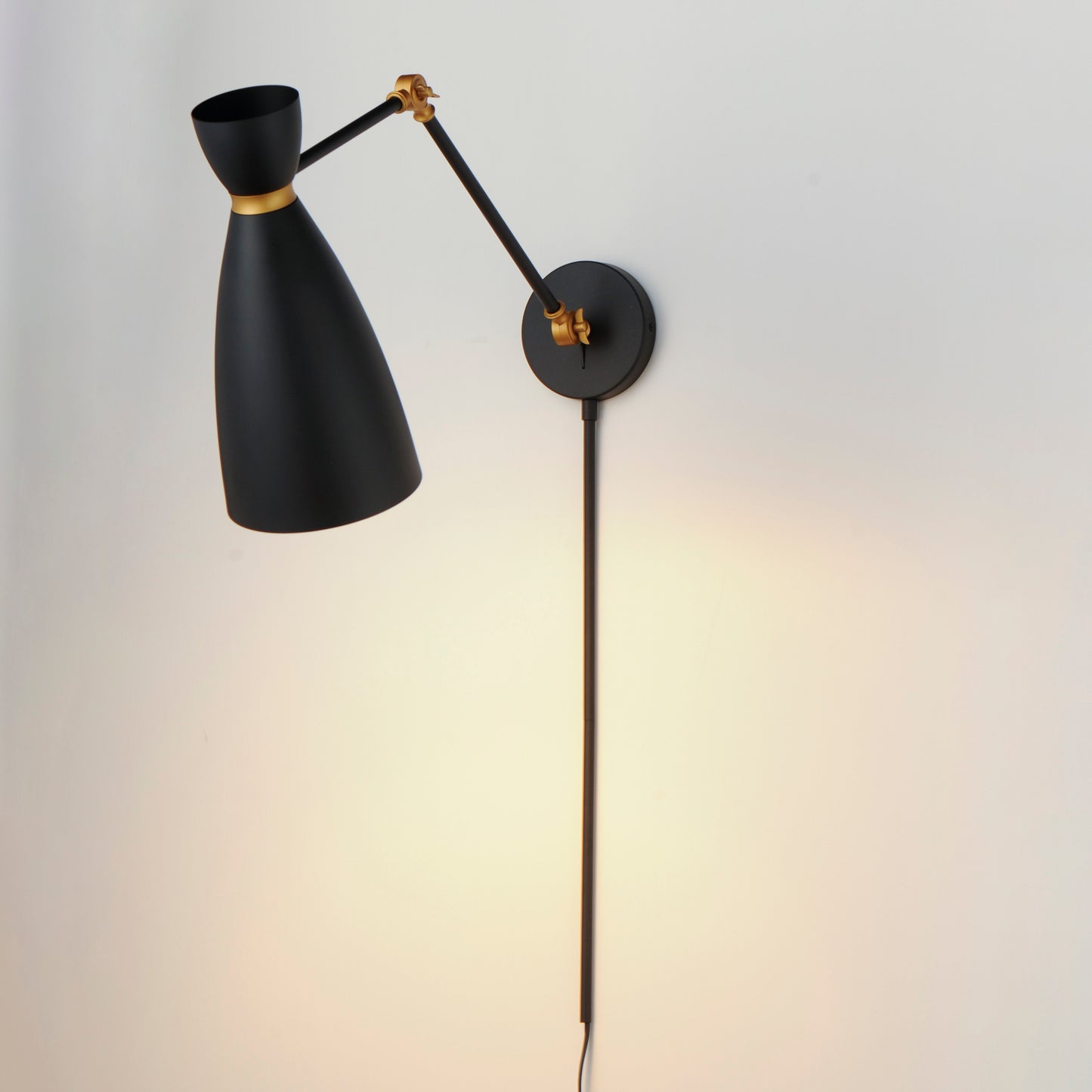 Carillon Articulating Wall Sconce Black/Satin Brass by Maxim Lighting