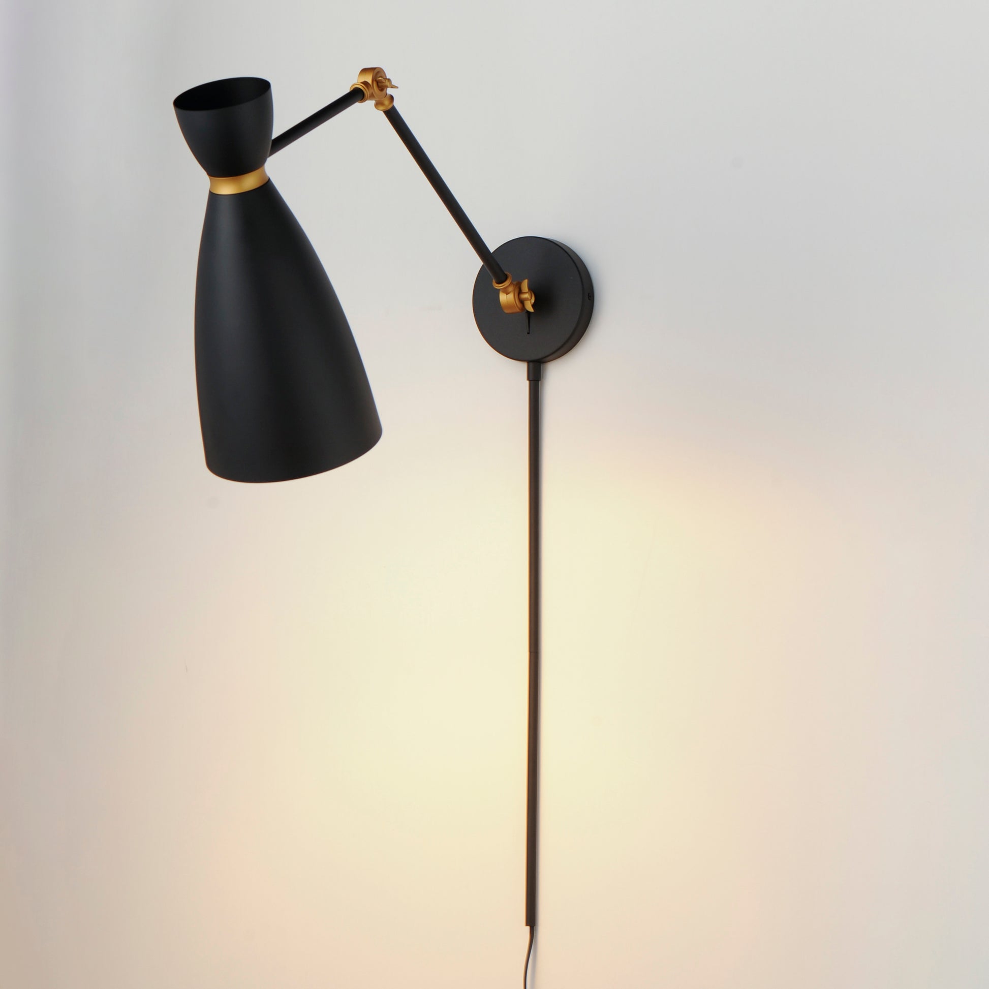 Carillon Articulating Wall Sconce Black/Satin Brass by Maxim Lighting