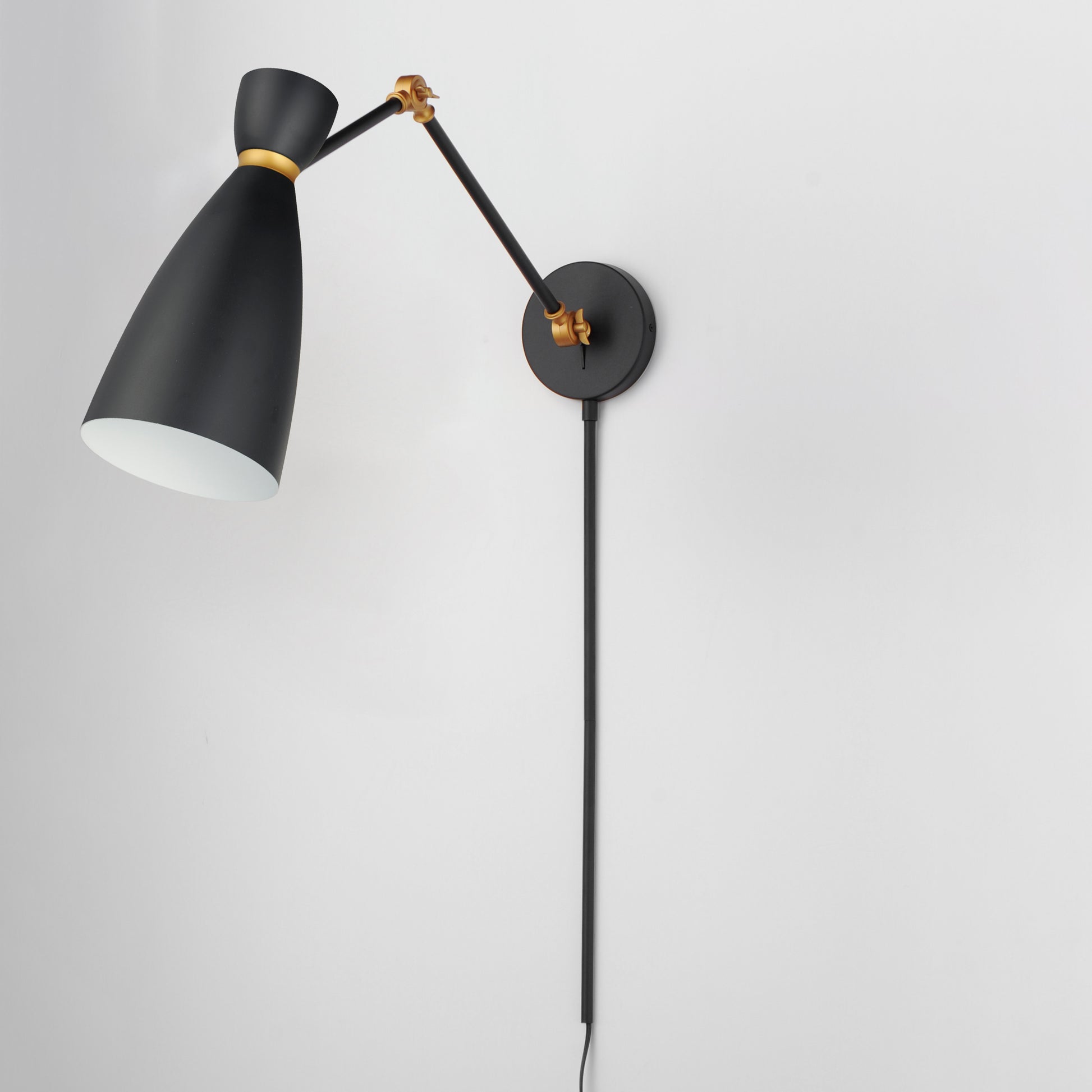 Carillon Articulating Wall Sconce Black/Satin Brass by Maxim Lighting