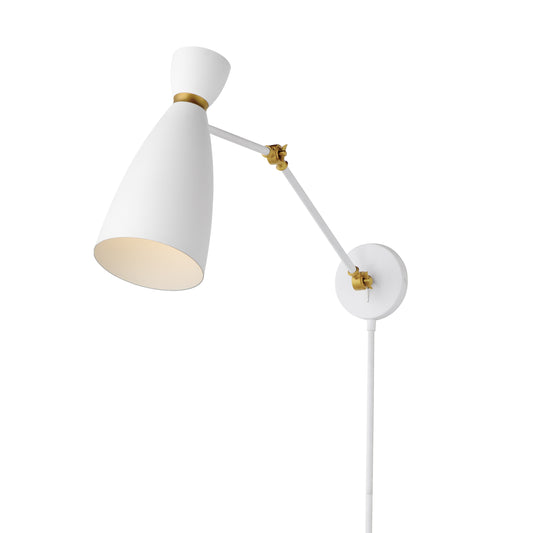 Carillon Articulating Wall Sconce White/Satin Brass by Maxim Lighting