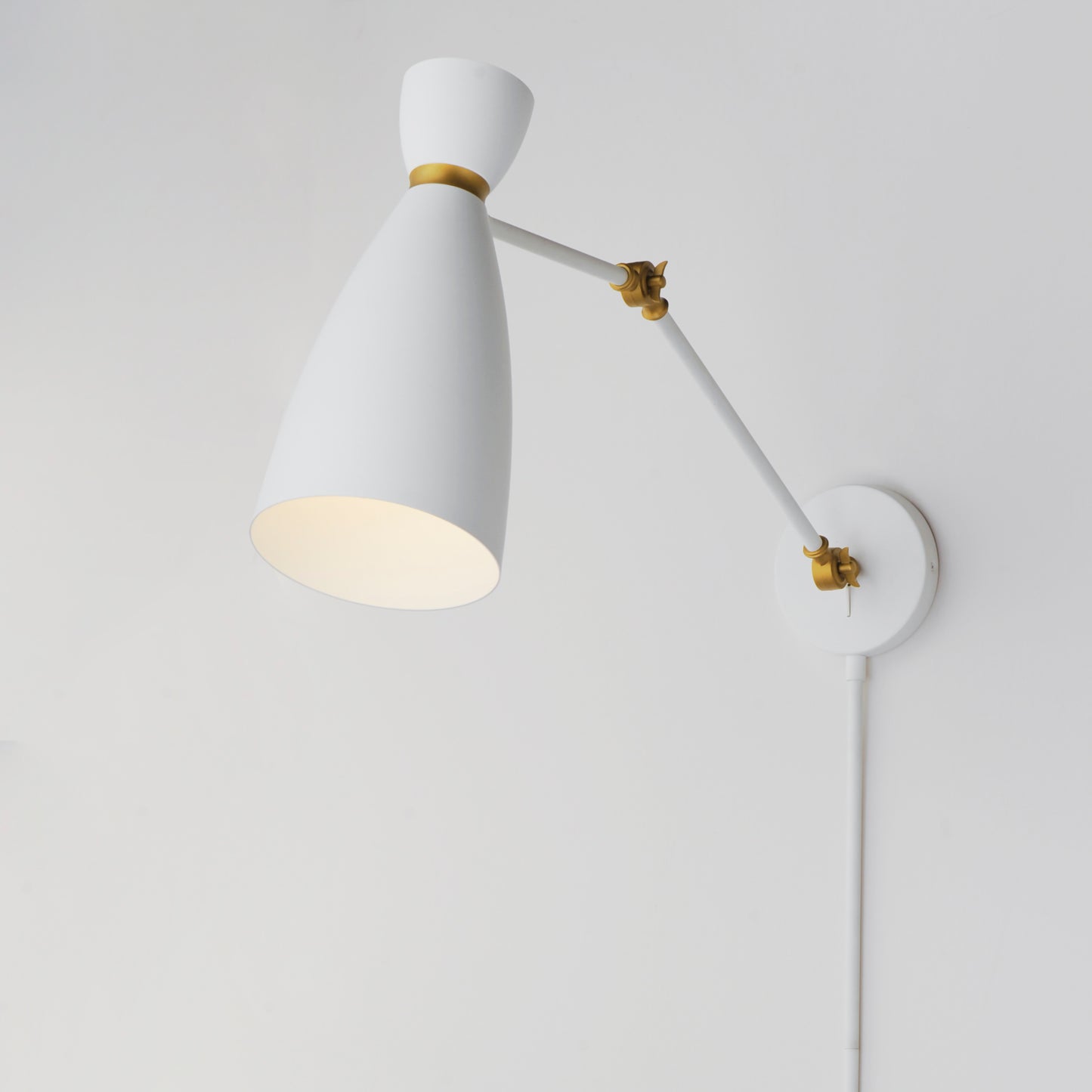 Carillon Articulating Wall Sconce White/Satin Brass by Maxim Lighting