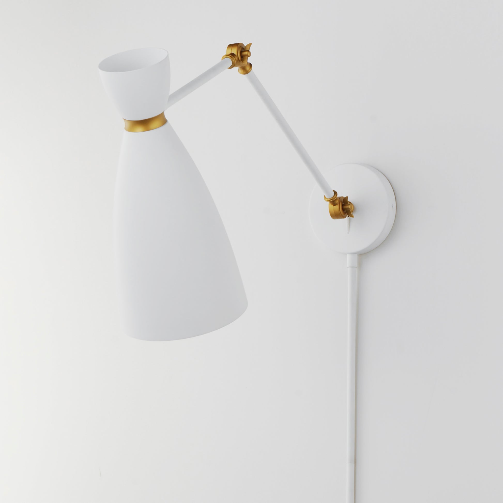 Carillon Articulating Wall Sconce White/Satin Brass by Maxim Lighting