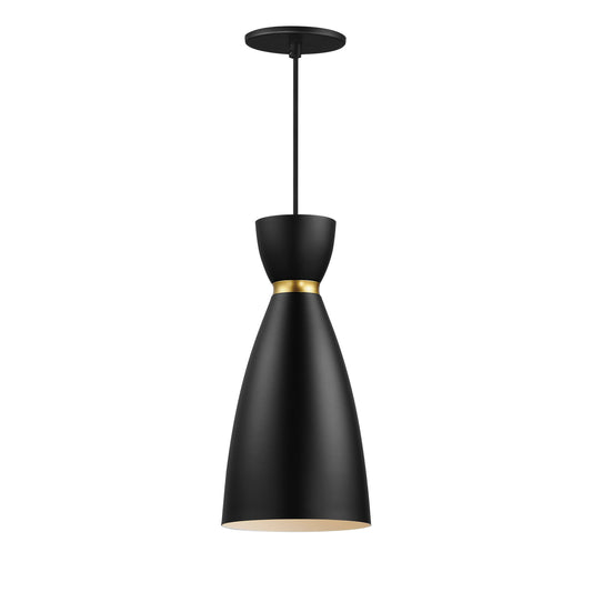 Carillon Elongated Mini Pendant Black/Satin Brass by Maxim Lighting