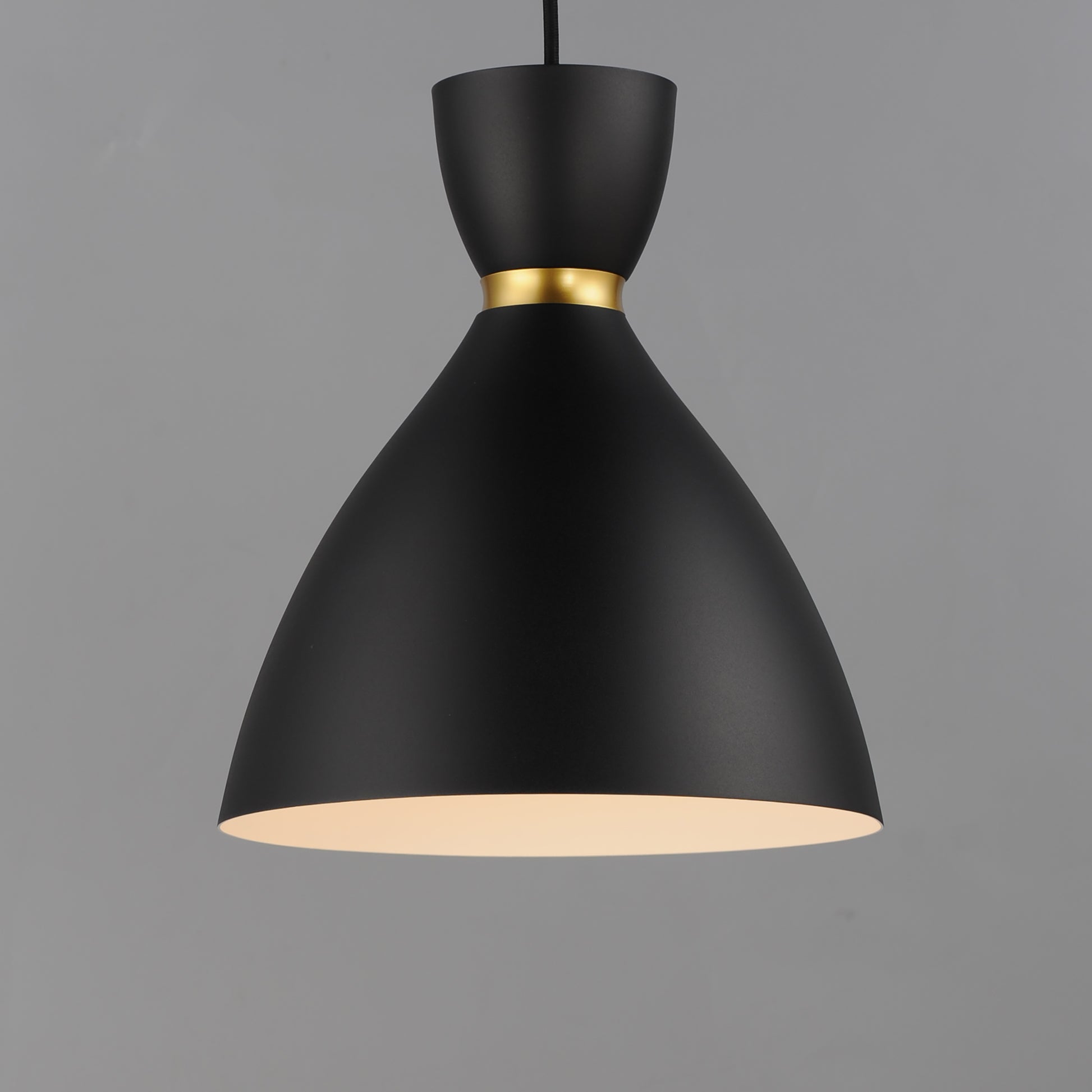 Carillon 11" Mini Pendant Black/Satin Brass by Maxim Lighting