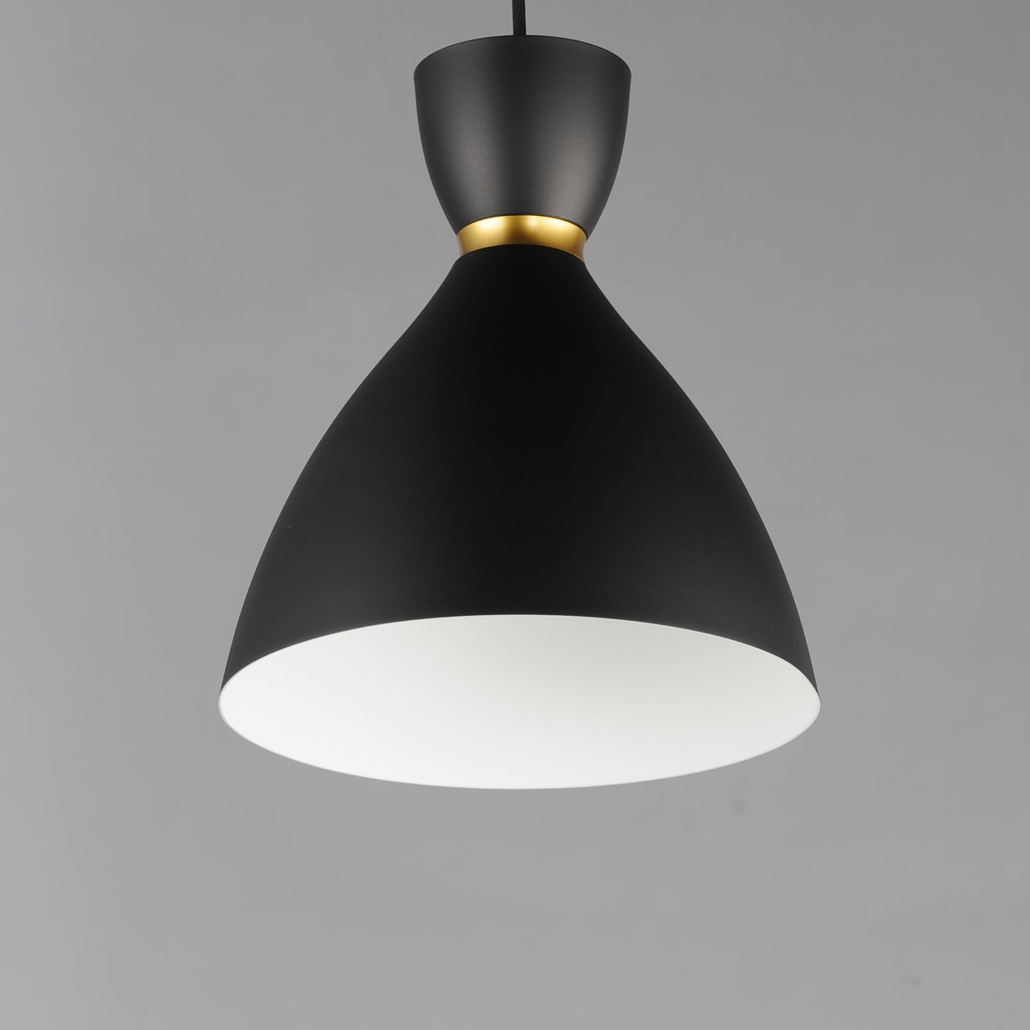 Carillon 11" Mini Pendant Black/Satin Brass by Maxim Lighting