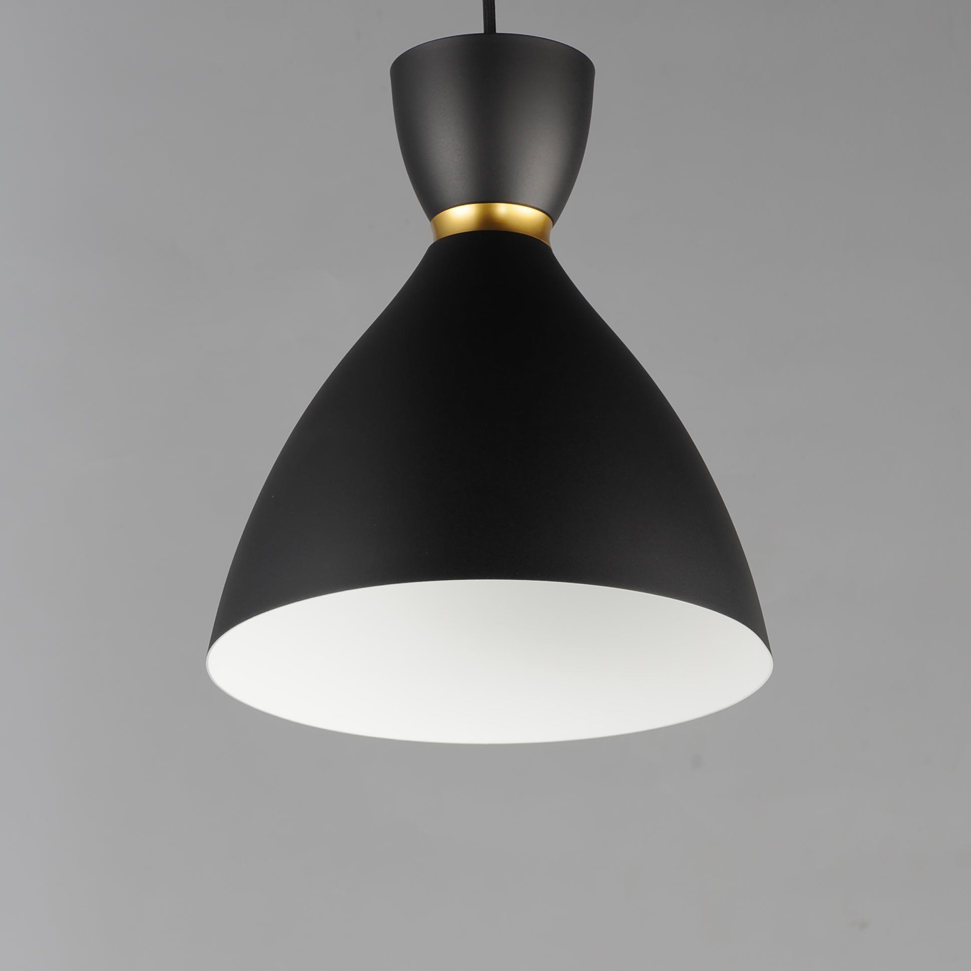 Carillon 11" Mini Pendant Black/Satin Brass by Maxim Lighting