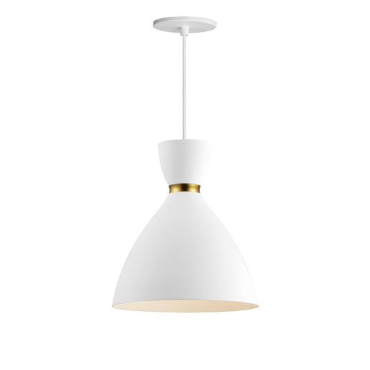 Carillon 11" Mini Pendant White/Satin Brass by Maxim Lighting