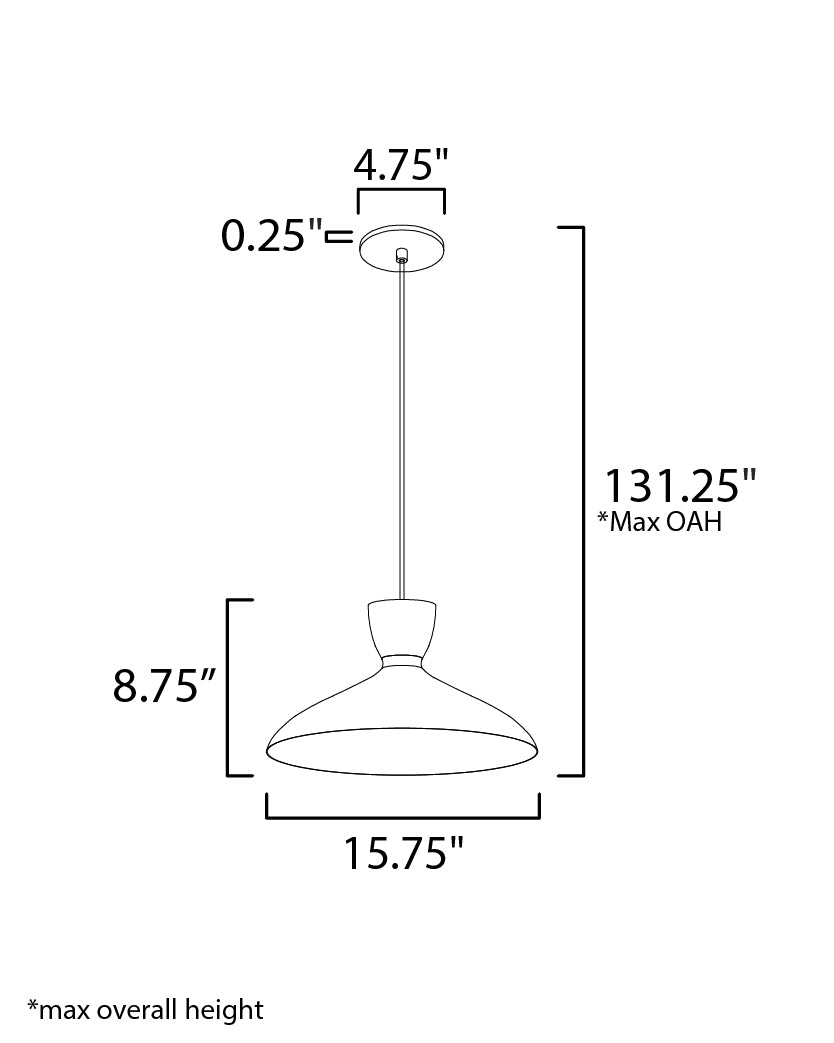 Carillon 16" Pendant Black/Satin Brass by Maxim Lighting