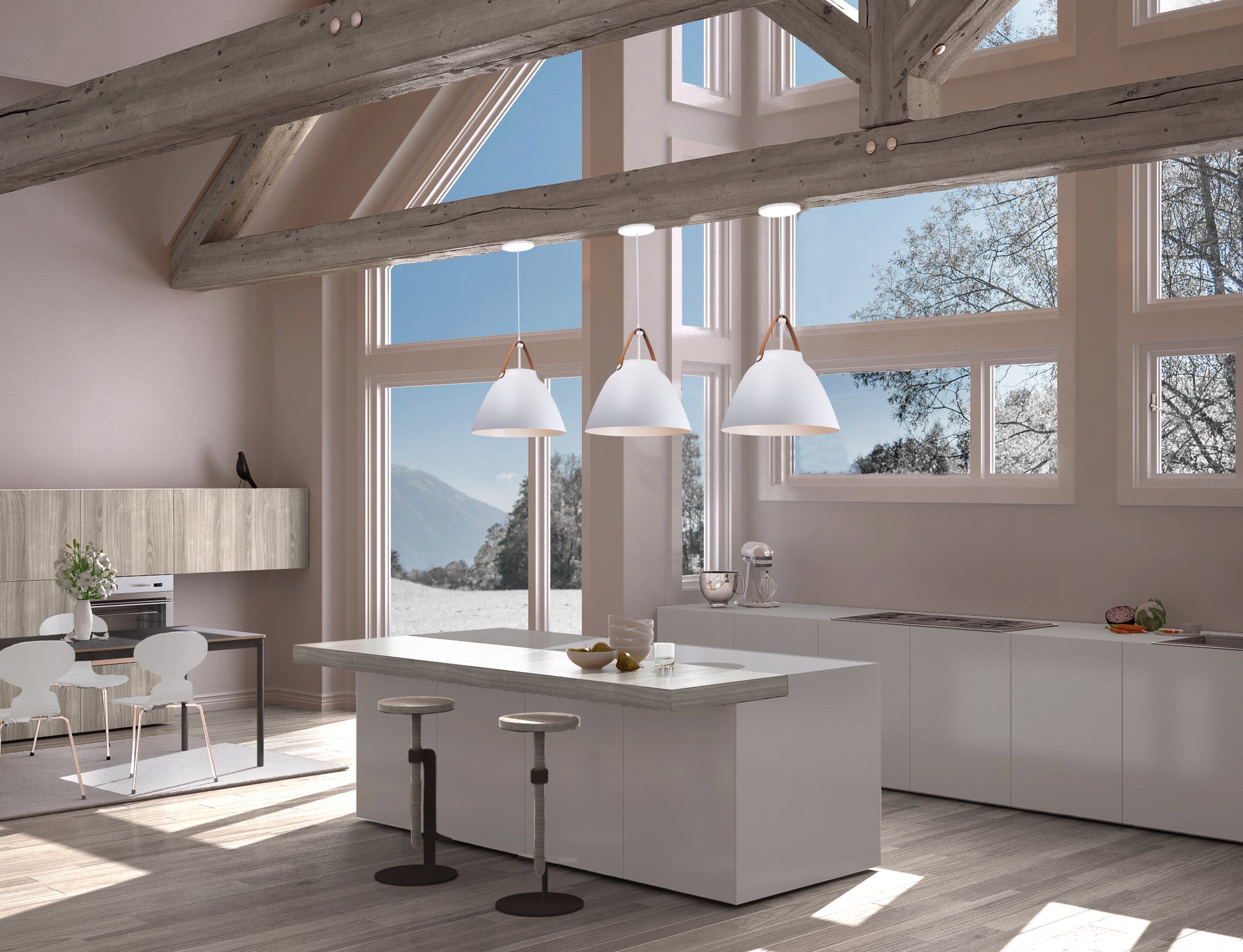 Nordic Pendant Tan Leather/White by Maxim Lighting