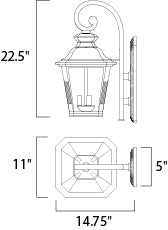 Knoxville 3-Light Outdoor Wall Bronze by Maxim Lighting