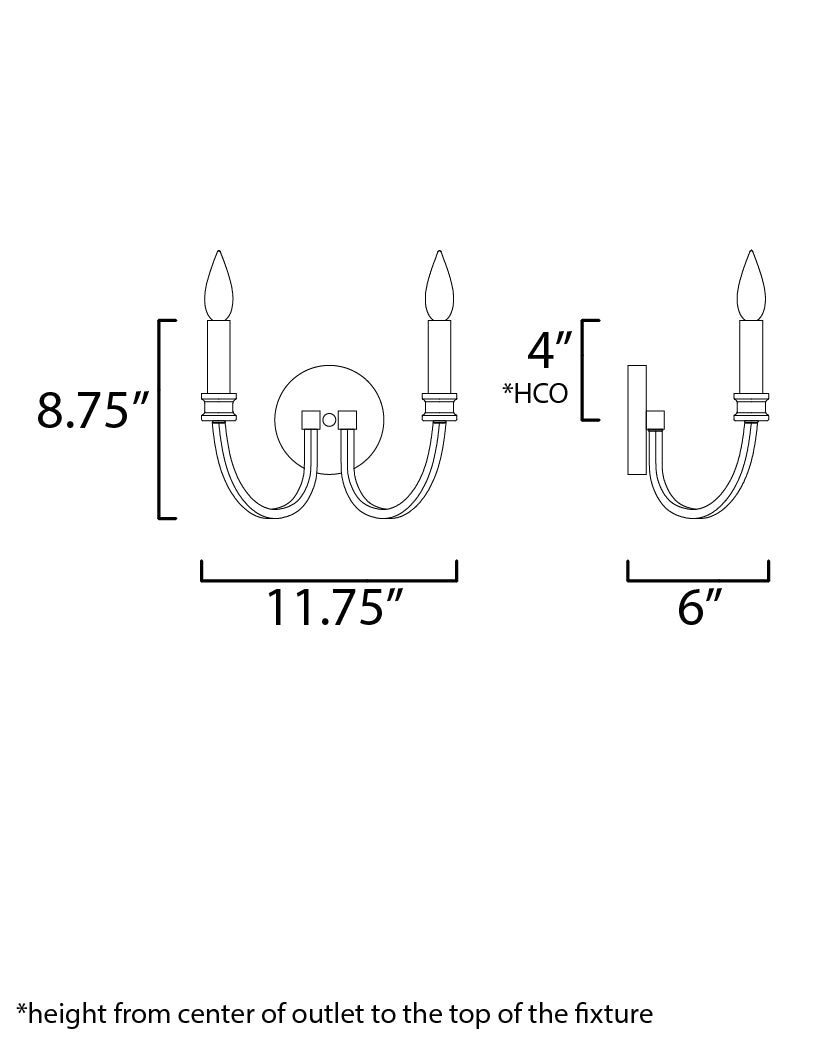 Charlton 2-Light Wall Sconce Black/Antique Brass by Maxim Lighting