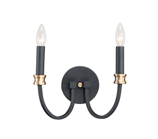 Charlton 2-Light Wall Sconce Black/Antique Brass by Maxim Lighting