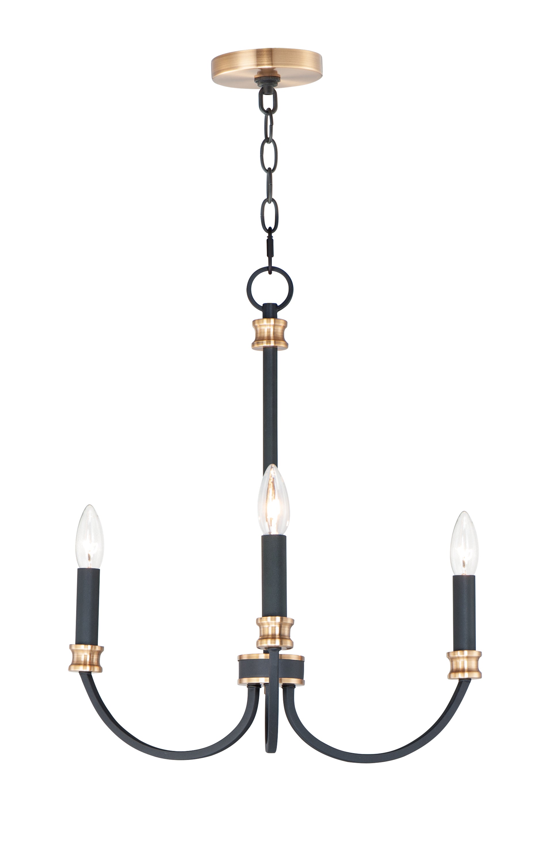 Charlton 3-Light Chandelier Black/Antique Brass by Maxim Lighting