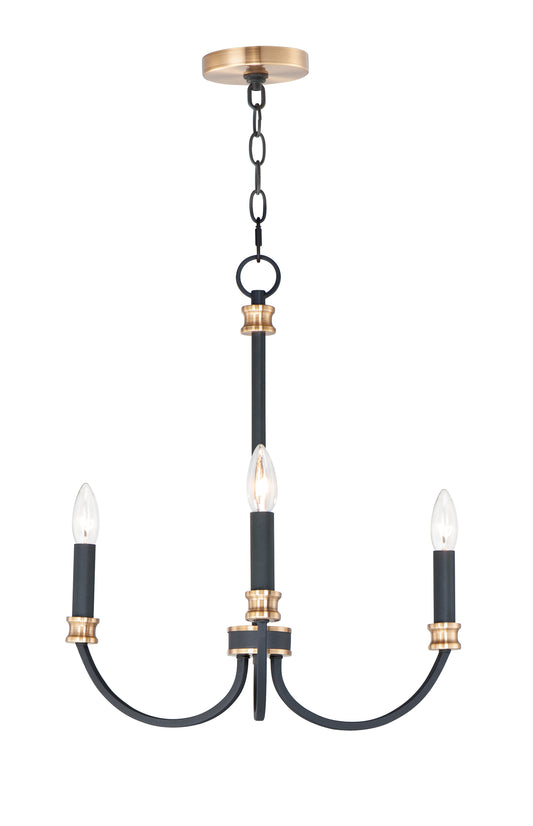 Charlton 3-Light Chandelier Black/Antique Brass by Maxim Lighting