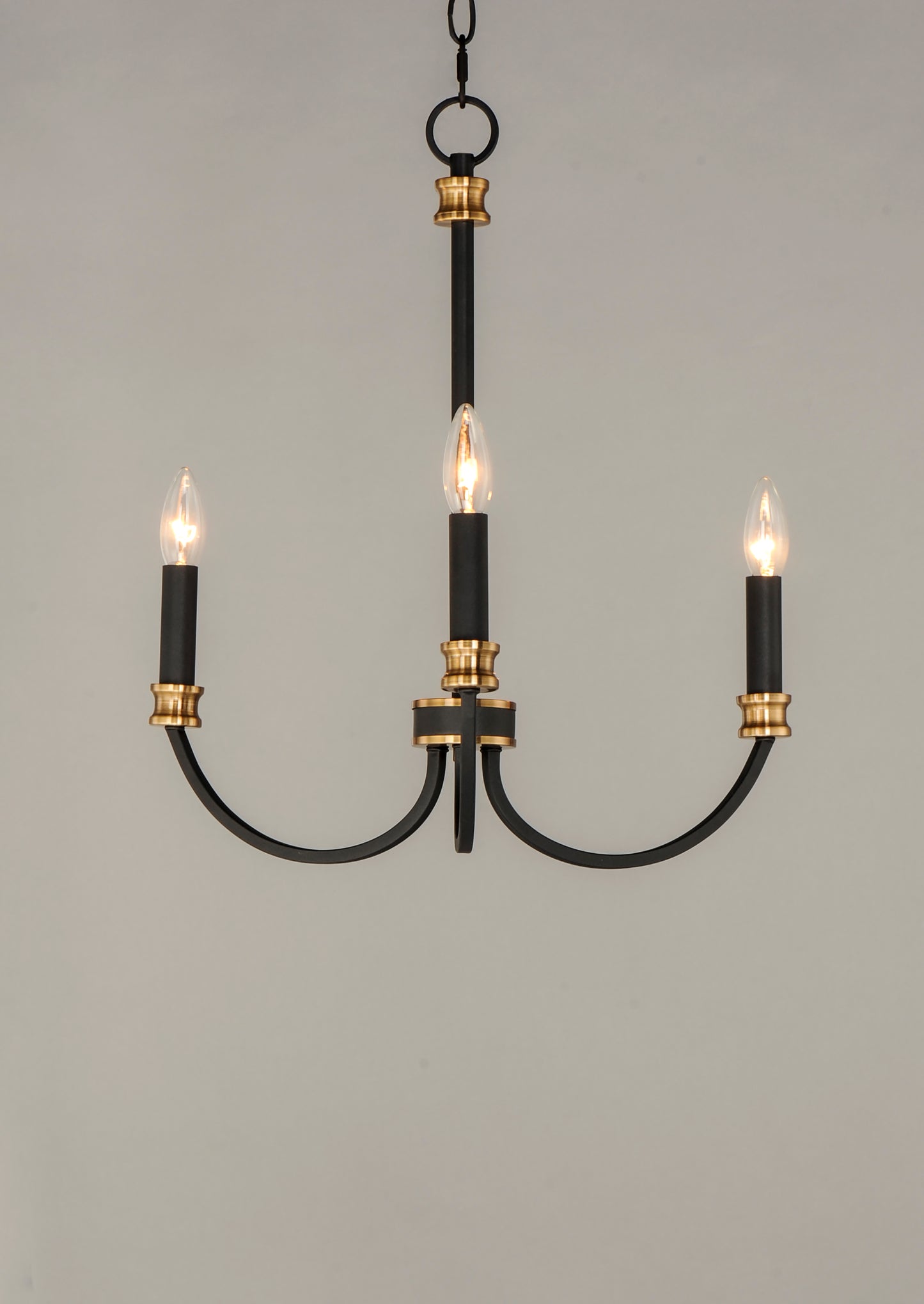 Charlton 3-Light Chandelier Black/Antique Brass by Maxim Lighting