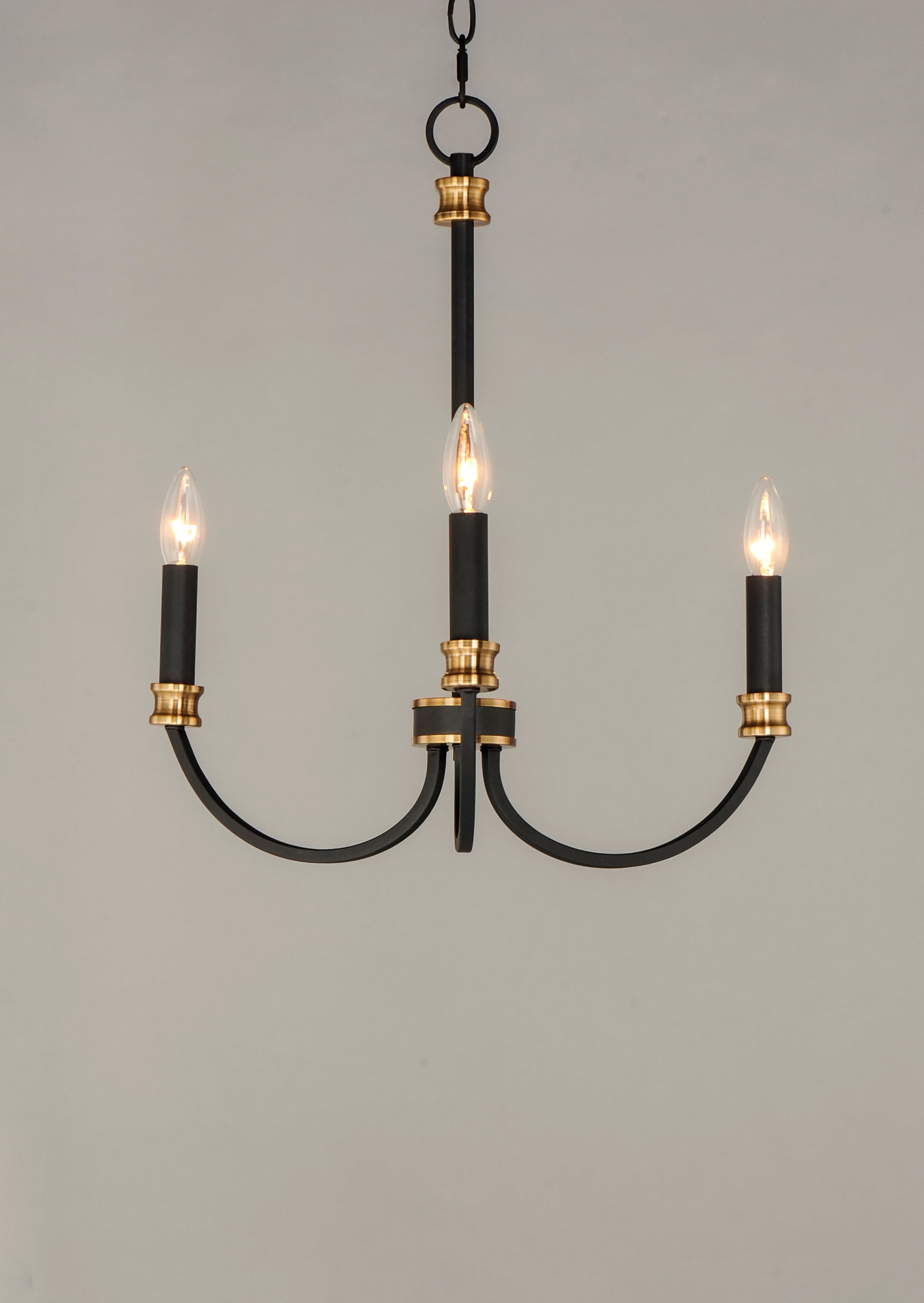 Charlton 3-Light Chandelier Black/Antique Brass by Maxim Lighting