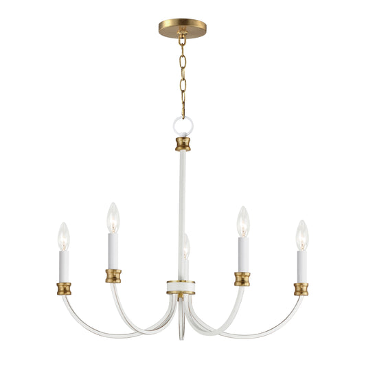 Charlton 5-Light Chandelier Weathered White/Gold Leaf by Maxim Lighting