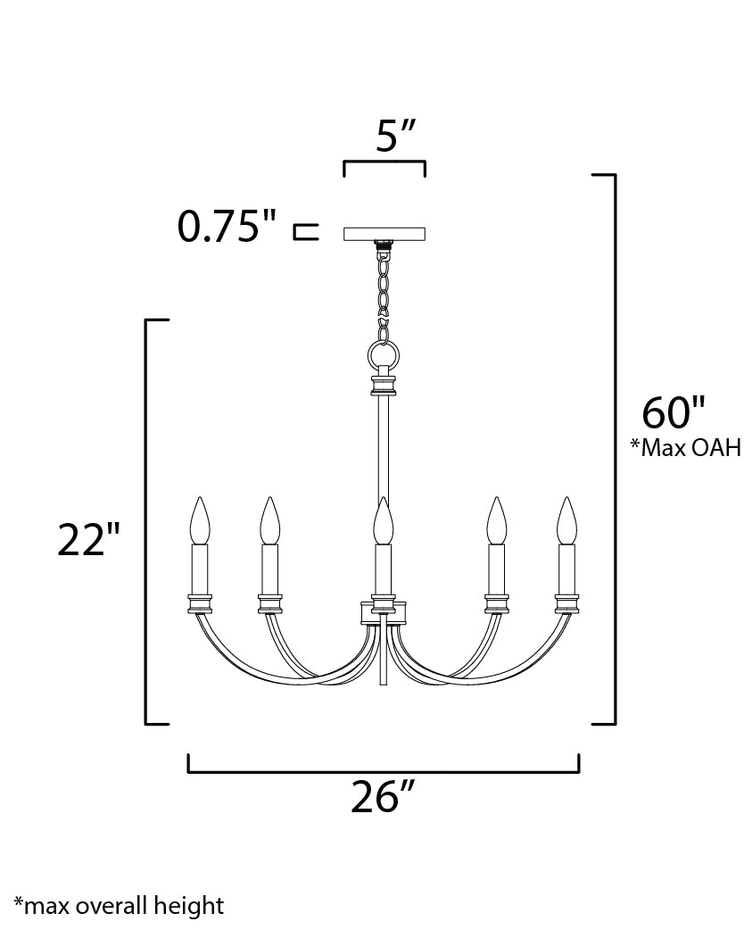 Charlton 5-Light Chandelier Black/Antique Brass by Maxim Lighting