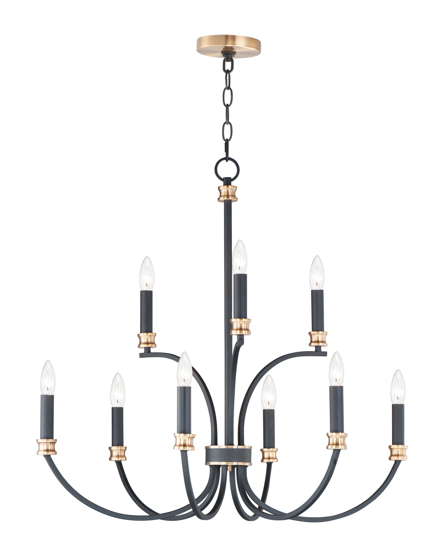 Charlton 9-Light Chandelier Black/Antique Brass by Maxim Lighting