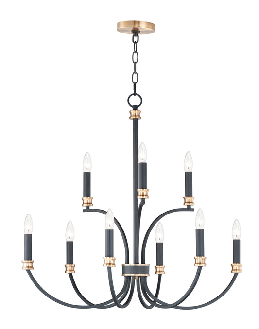Charlton 9-Light Chandelier Black/Antique Brass by Maxim Lighting