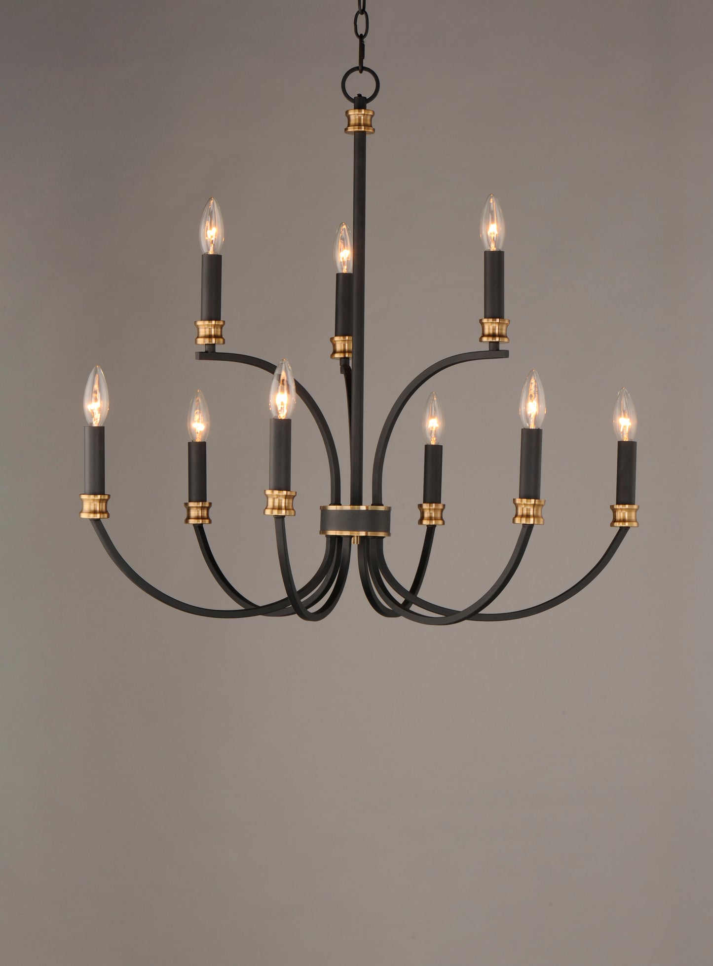 Charlton 9-Light Chandelier Black/Antique Brass by Maxim Lighting