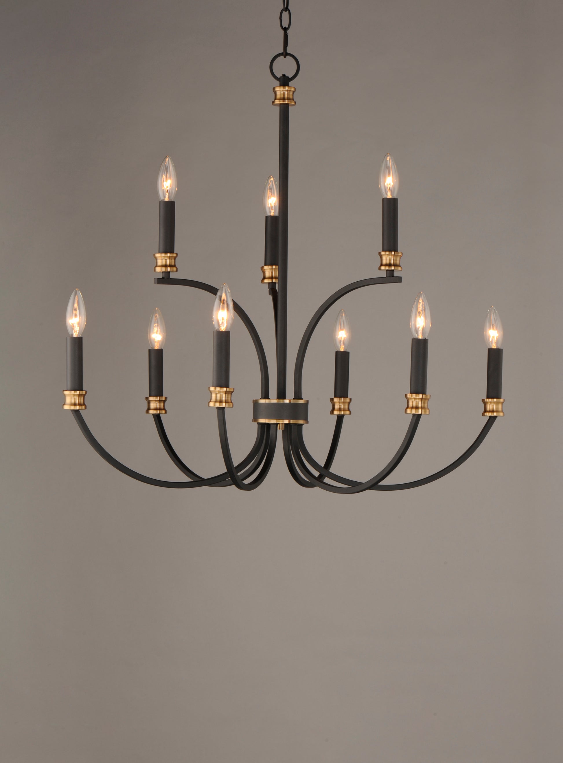 Charlton 9-Light Chandelier Black/Antique Brass by Maxim Lighting