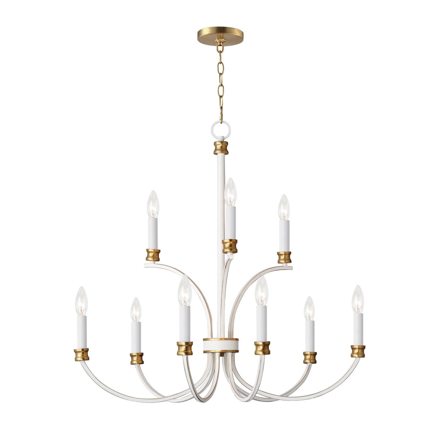Charlton 9-Light Chandelier Weathered White/Gold Leaf by Maxim Lighting