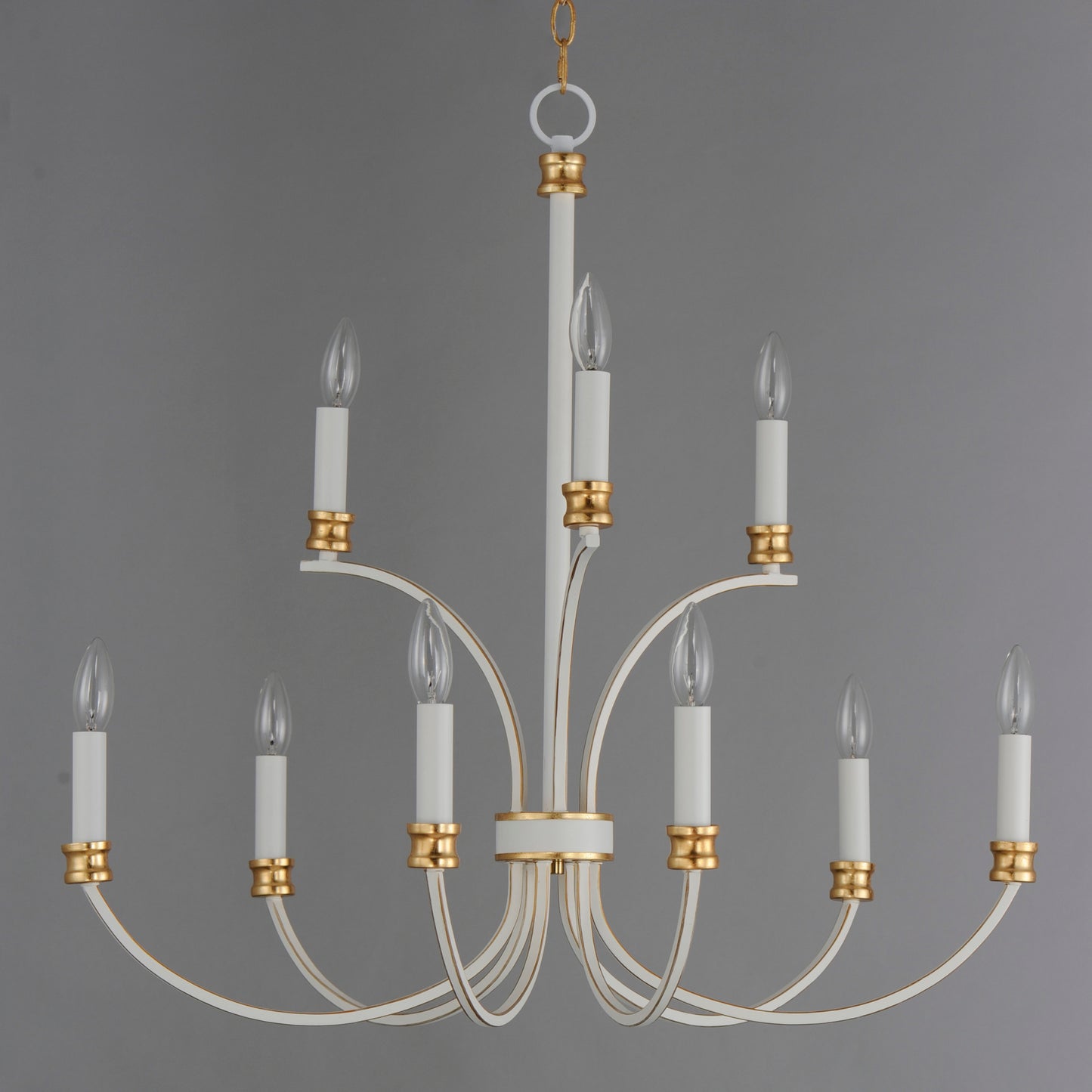 Charlton 9-Light Chandelier Weathered White/Gold Leaf by Maxim Lighting