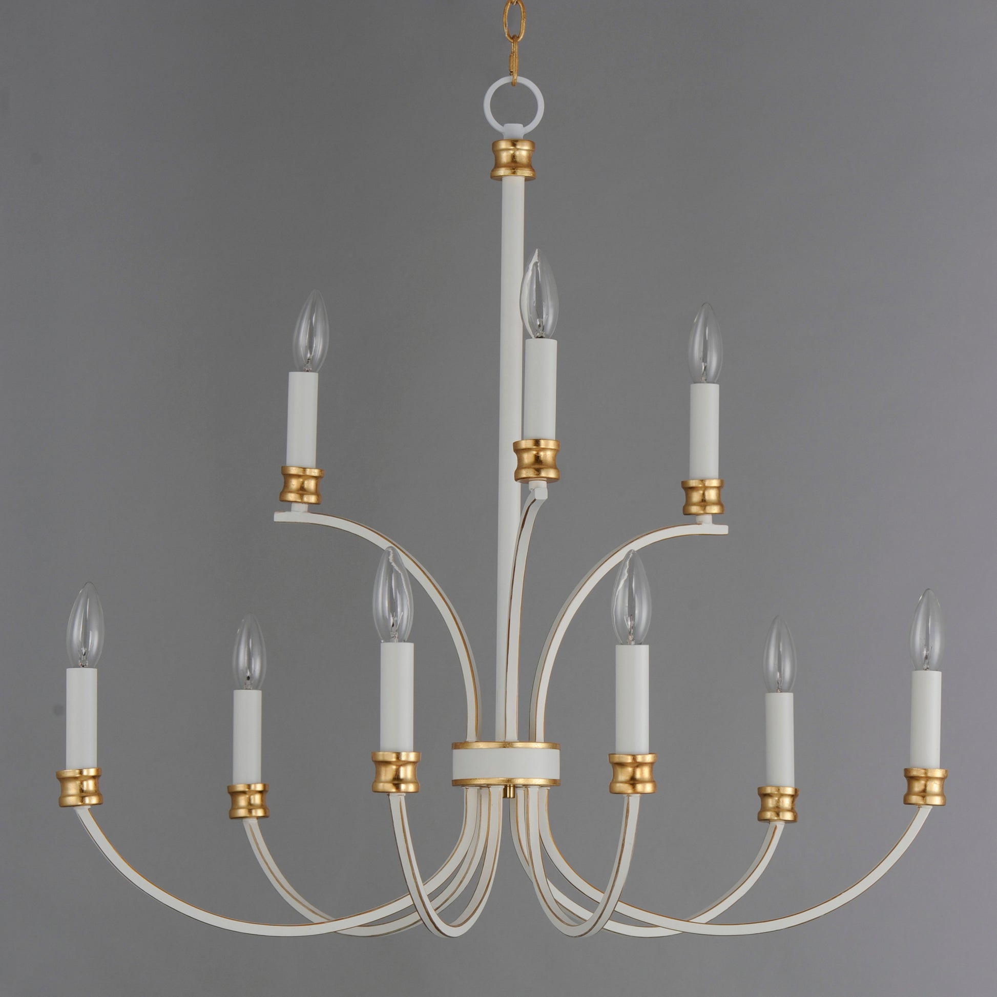 Charlton 9-Light Chandelier Weathered White/Gold Leaf by Maxim Lighting
