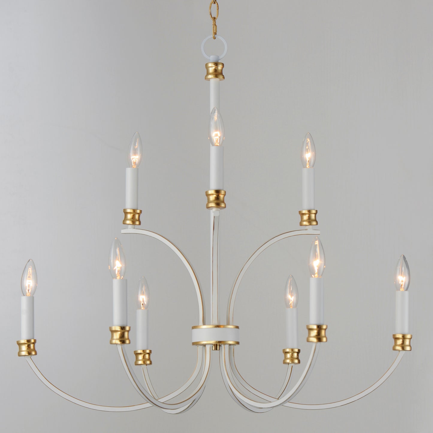 Charlton 9-Light Chandelier Weathered White/Gold Leaf by Maxim Lighting