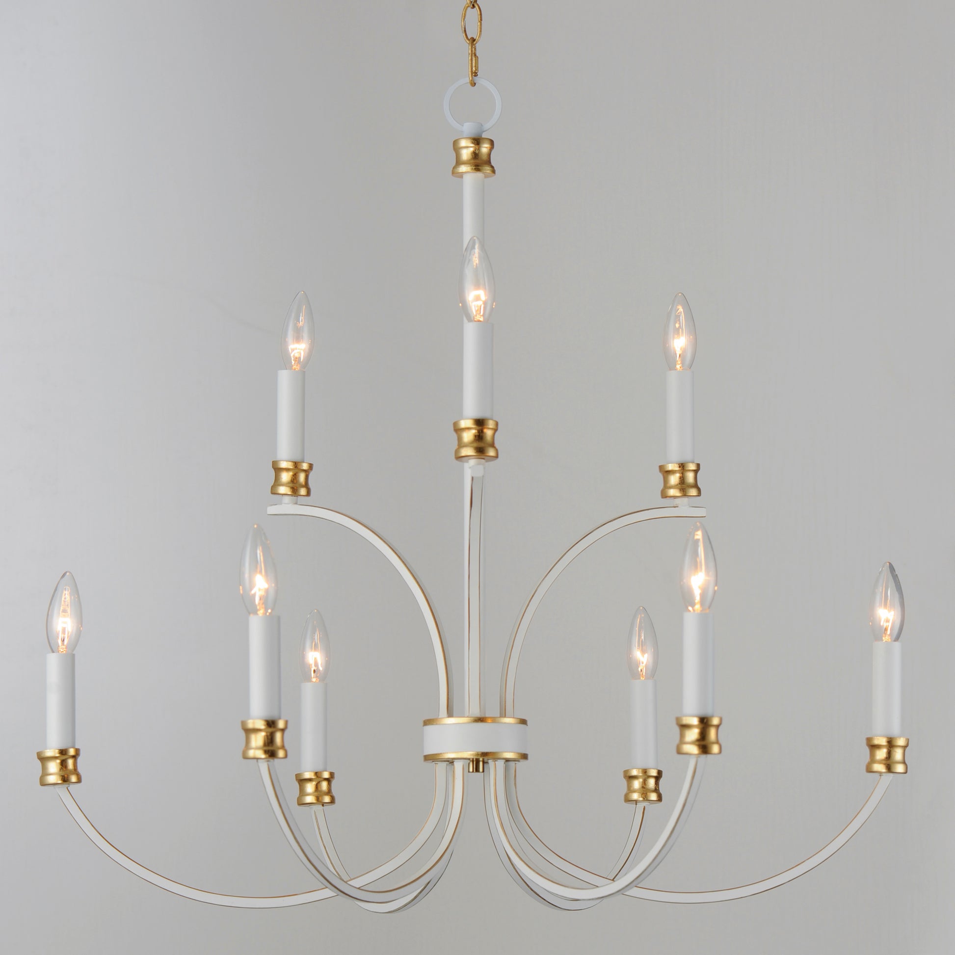 Charlton 9-Light Chandelier Weathered White/Gold Leaf by Maxim Lighting